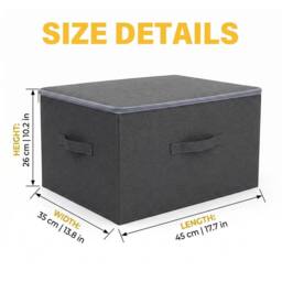 NESTLUNE Storage Boxes 3Pcs Large Foldable Canvas Folding Fabric in Grey - thumbnail 2