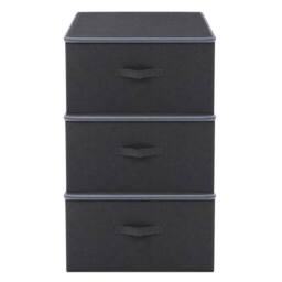 NESTLUNE Storage Boxes 3Pcs Large Foldable Canvas Folding Fabric in Grey - thumbnail 1