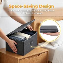 NESTLUNE Storage Boxes 3Pcs Large Foldable Canvas Folding Fabric in Grey - thumbnail 5