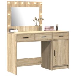 Berkfield Home 2-Piece Dressing Table Set with LED in Sonoma Oak Engineered Wood - thumbnail 3