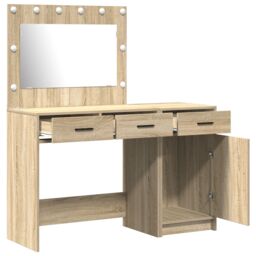 Berkfield Home 2-Piece Dressing Table Set with LED in Sonoma Oak Engineered Wood - thumbnail 5