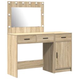 Berkfield Home 2-Piece Dressing Table Set with LED in Sonoma Oak Engineered Wood - thumbnail 2