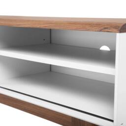 Wyld and Coco TV Stand - White and Dark Wood Fits Up to 53-inch TVs 4 Shelves - thumbnail 8