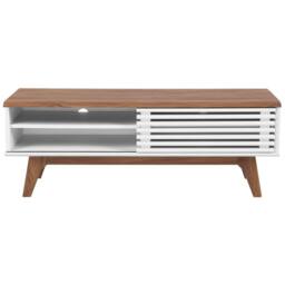 Wyld and Coco TV Stand - White and Dark Wood Fits Up to 53-inch TVs 4 Shelves - thumbnail 4