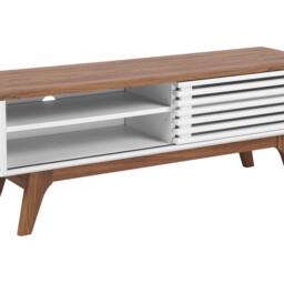 Wyld and Coco TV Stand - White and Dark Wood Fits Up to 53-inch TVs 4 Shelves - thumbnail 2