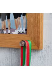"MijMoj Design Solid Oak Four (6"" x 4"" Photos) Aperture Photo Frame with Medal Hanger - Sports Medal Display in Light Oak" - thumbnail 3