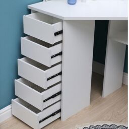 KOSY KOALA Corner Dressing Table with Mirror & Stool Makeup Vanity LED Mirror Lights Hollywood Table in White - thumbnail 8