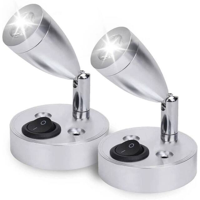 VOGREX 2PCS Silver LED Interior Light Wall Spot Reading Lights - image 1