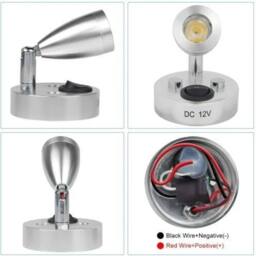 VOGREX 2PCS Silver LED Interior Light Wall Spot Reading Lights - thumbnail 4