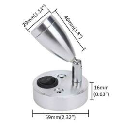 VOGREX 2PCS Silver LED Interior Light Wall Spot Reading Lights - thumbnail 2