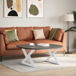 Berkfield Home Coffee Table Legs 2 pcs White 70x(42-43.3) cm Steel - thumbnail 3