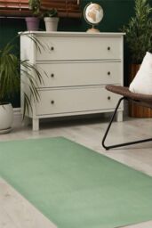 THE RUGS Maestro Collection Solid Design Rug in Green - Size: 67 cm x 200 cm - thumbnail 5