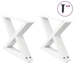 Berkfield Home Coffee Table Legs 2 pcs White 50x(30-31.3) cm Steel - thumbnail 1