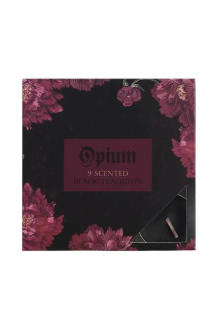 KDMD Opium Scented Black Tealights-Pack of 9, Floral Packaging, 3-Hour Burn - image 1