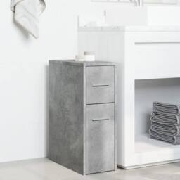 Berkfield Home Narrow Bathroom Cupboard with Wheels Concrete Grey Engineered Wood - thumbnail 3