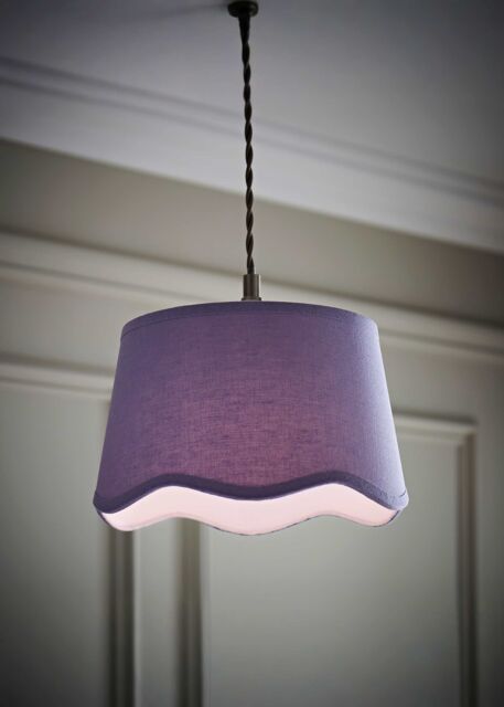 ValueLights Mabel Linen Small 20cm Scallop Edge with Trim Ceiling Light Lamp Shade in Lilac - image 1