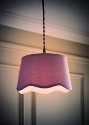 ValueLights Mabel Linen Small 20cm Scallop Edge with Trim Ceiling Light Lamp Shade in Lilac - thumbnail 2