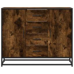 Berkfield Home Sideboard Smoked Oak 92x35x76 cm Engineered Wood in Brown - Size: 92 x 35 x 76 cm - thumbnail 4