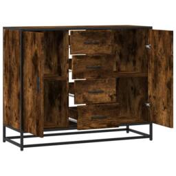Berkfield Home Sideboard Smoked Oak 92x35x76 cm Engineered Wood in Brown - Size: 92 x 35 x 76 cm - thumbnail 7