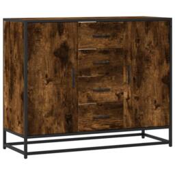Berkfield Home Sideboard Smoked Oak 92x35x76 cm Engineered Wood in Brown - Size: 92 x 35 x 76 cm - thumbnail 3
