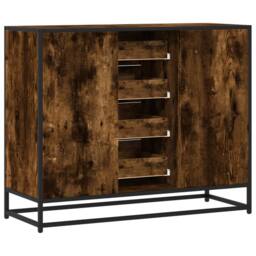 Berkfield Home Sideboard Smoked Oak 92x35x76 cm Engineered Wood in Brown - Size: 92 x 35 x 76 cm - thumbnail 6