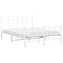 Berkfield Home Metal Bed Frame without Mattress with Footboard White 135x190cm - Size: 135x190 cm - thumbnail 4