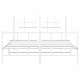 Berkfield Home Metal Bed Frame without Mattress with Footboard White 135x190cm - Size: 135x190 cm - thumbnail 5