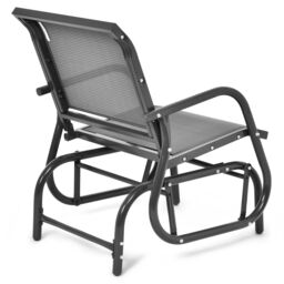 Gymax Glider Chair Metal Frame Swing Rocking Chair Armchair Outdoor Indoor in Grey - thumbnail 4