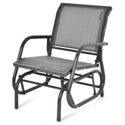 Gymax Glider Chair Metal Frame Swing Rocking Chair Armchair Outdoor Indoor in Grey - thumbnail 3