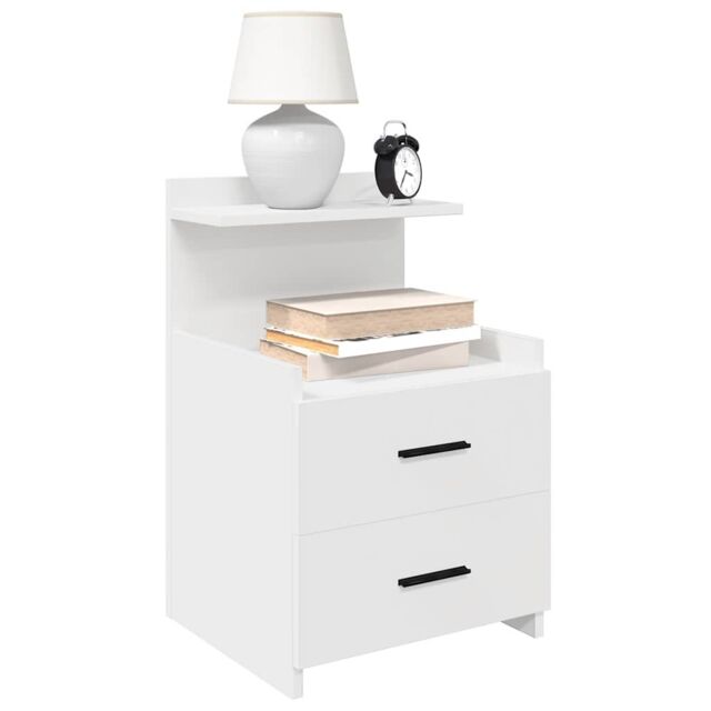 Berkfield Home Bedside Cabinets 2 pcs with 2 Drawers White 40x36.5x62 cm - image 1