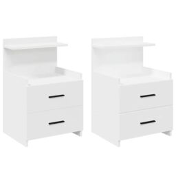Berkfield Home Bedside Cabinets 2 pcs with 2 Drawers White 40x36.5x62 cm - thumbnail 2