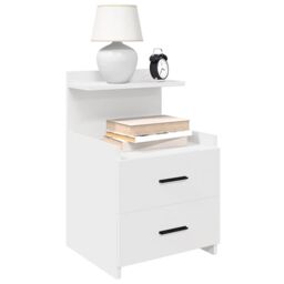 Berkfield Home Bedside Cabinets 2 pcs with 2 Drawers White 40x36.5x62 cm - thumbnail 1