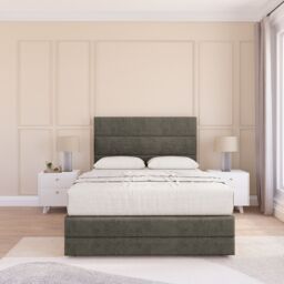 "Sloomy Monaco Bed Base No Drawers 12"" Footboard & 26"" Struts Headboard in Light Grey - Size: King" - thumbnail 2