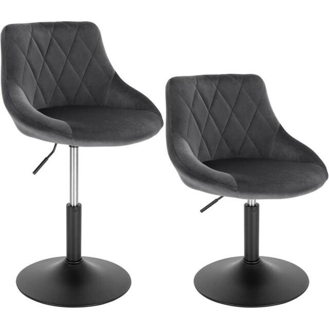 dark grey dressing table stool Kelvenix 2x Velvet Swivel in back style_backless
