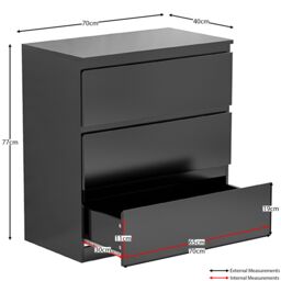Home Discount Vida Designs Denver 4Pc Bedroom Set(2 Bedside, 3 Drawer Chest, Wardrobe) in Black - thumbnail 3