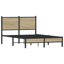 Berkfield Home Metal Bed Frame without Mattress Sonoma Oak 120x200 cm in Brown - Size: Small Double - thumbnail 3