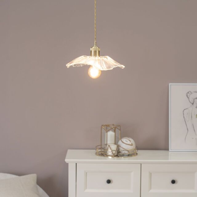 ValueLights Cassia Clear Glass Flower Gold Pendant Ceiling Light with LED Bulb - image 1