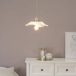 ValueLights Cassia Clear Glass Flower Gold Pendant Ceiling Light with LED Bulb - thumbnail 1