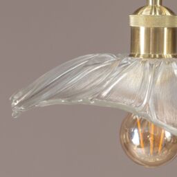 ValueLights Cassia Clear Glass Flower Gold Pendant Ceiling Light with LED Bulb - thumbnail 3