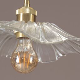 ValueLights Cassia Clear Glass Flower Gold Pendant Ceiling Light with LED Bulb - thumbnail 4