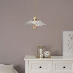 ValueLights Cassia Clear Glass Flower Gold Pendant Ceiling Light with LED Bulb - thumbnail 5