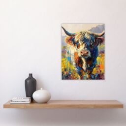 "Artery8 Wall Art Print Scottish Highland Cow Hairy Coo Abstract Painting Poster - Size: W18"" x H24""" - thumbnail 4