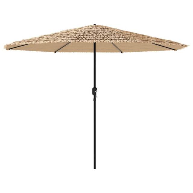 Berkfield Home Garden Parasol with LEDs & Steel Pole Brown 324x324x247 cm in Tan - Size: 324 x 324 x 247 cm - image 1
