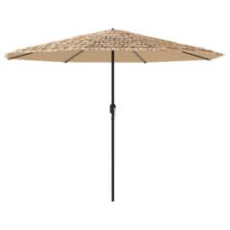 Berkfield Home Garden Parasol with LEDs & Steel Pole Brown 324x324x247 cm in Tan - Size: 324 x 324 x 247 cm - thumbnail 1