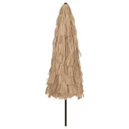 Berkfield Home Garden Parasol with LEDs & Steel Pole Brown 324x324x247 cm in Tan - Size: 324 x 324 x 247 cm - thumbnail 7