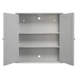 EONLION Croydex FlexiFix Ashby Grey Wooden Double Door Mirror Bathroom Storage Cabinet - thumbnail 5