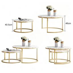 Nordara Nesting Coffee Tables Set of 2 Round 70/50cm White - Size: 0.6m2 - thumbnail 2