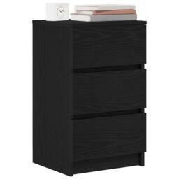 Berkfield Home Durable Bedside Cabinet with 3 Drawers Black 39x35x65 cm - Size: 39 x 35 x 65 cm - thumbnail 4