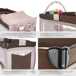 tectake Travel Cot Elephant in Brown - Size: Large - thumbnail 7