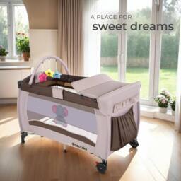 tectake Travel Cot Elephant in Brown - Size: Large - thumbnail 8